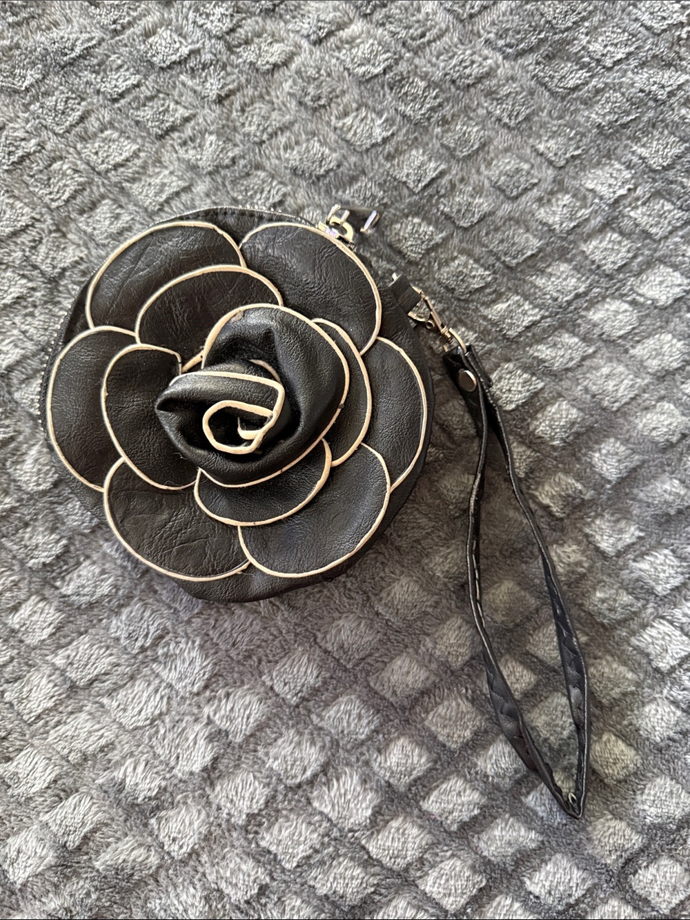 Black Floral Wristlet Bag